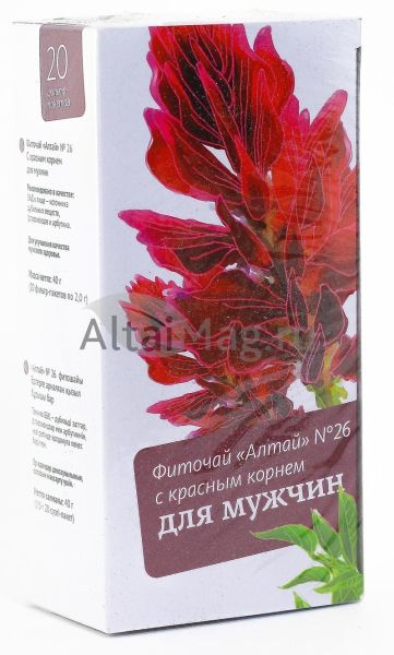 Изображение товара Фиточай Алтай № 26 Для мужчин с красным корнем, №20 пак Фиточай Алтай № 26 Для мужчин с красным корнем, №20 пак фотография