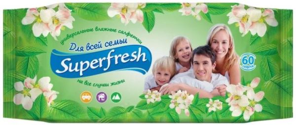 Изображение товара Влажные салфетки superfresh для всей семьи 60шт Влажные салфетки superfresh для всей семьи 60шт фотография